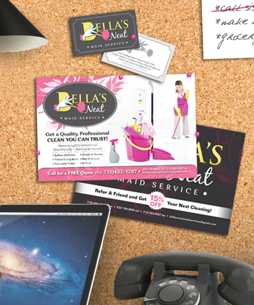 Bella’s Neat Maid Service  |  Logo Development, Business Cards, Postcards